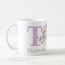 Mug de café à motif floral avec le nom Theresa