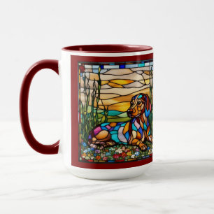Mug de café arc-en-ciel mignon teckel