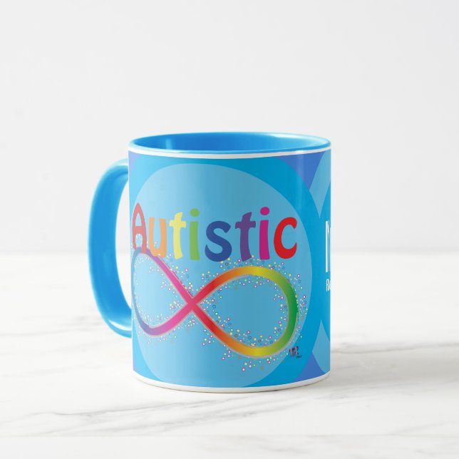 Mug de café Autistic Rainbow Infinity (Devant gauche)