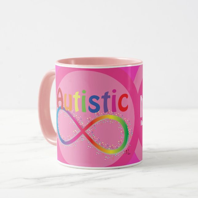 Mug de café Autistic Rainbow Infinity (Devant gauche)