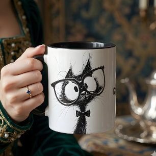 Mug de Café avec Chat Nerveux Mignon et Adorable a