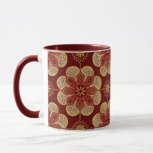 Mug de café avec médaillons ocher sur vin