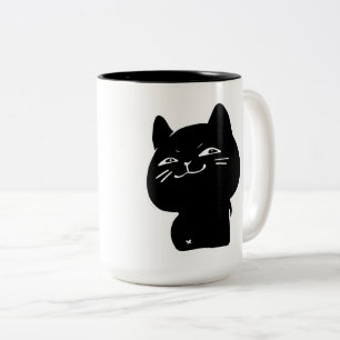Mug de café avec un chat noir grassouillet mignon
