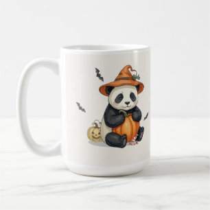 Mug de café avec un mignon panda de Halloween et c
