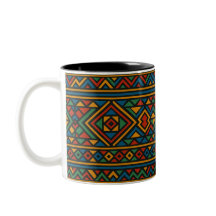Mug de café bicolore, tasse ethnique, mug de café