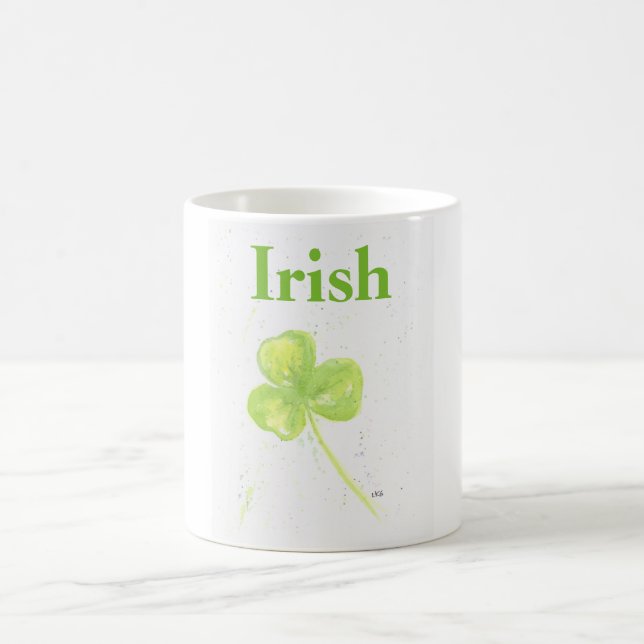 Mug de café blanc avec Shamrock irlandais vert (Centre)