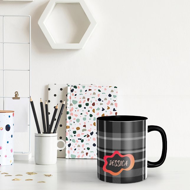 Mug de café blanc et gris personnalisé (Créateur téléchargé)