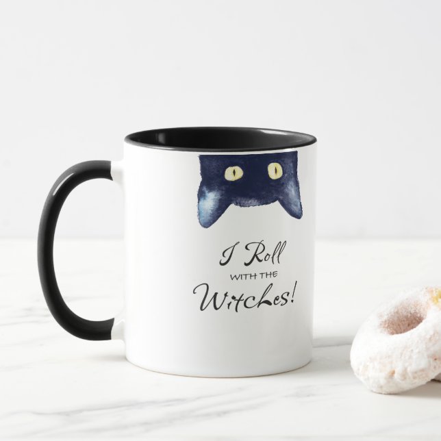 Mug de café blanc et noir drôle (Avec donut)