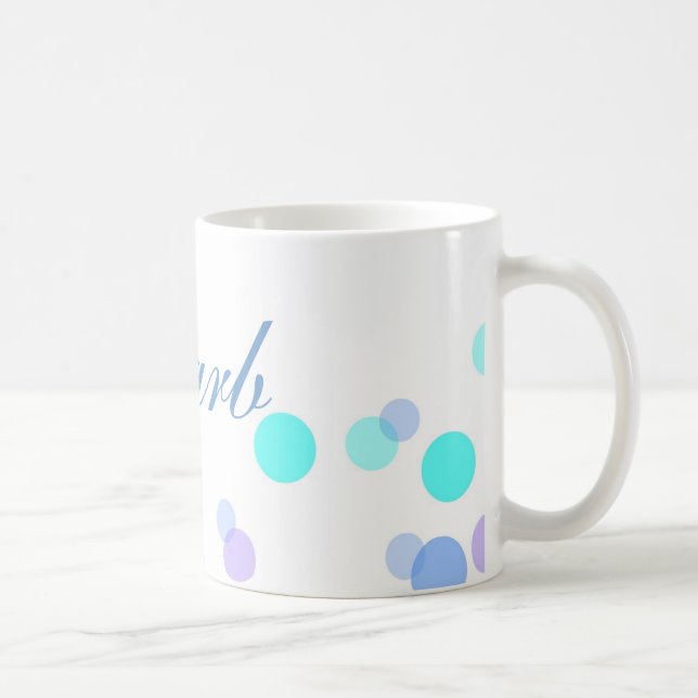 Mug de café bleu et Turquoise avec nom (Droite)