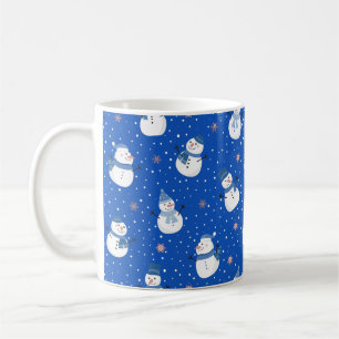 Mug de café bleu Noël avec des neigeurs