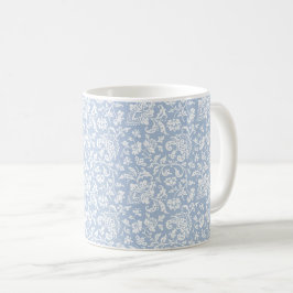 Mug de café bleu pâle, floral des années 1860