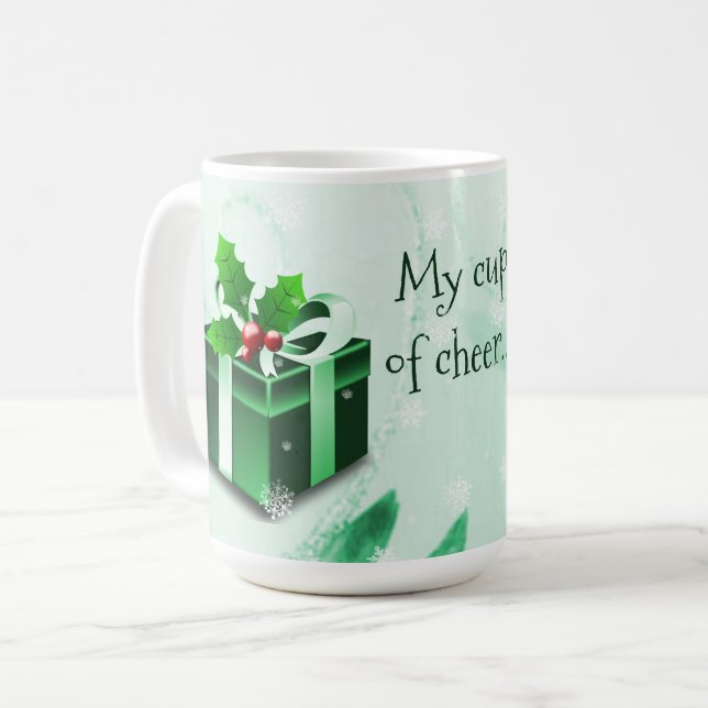 Mug de café cadeau de Noël vert (Devant gauche)