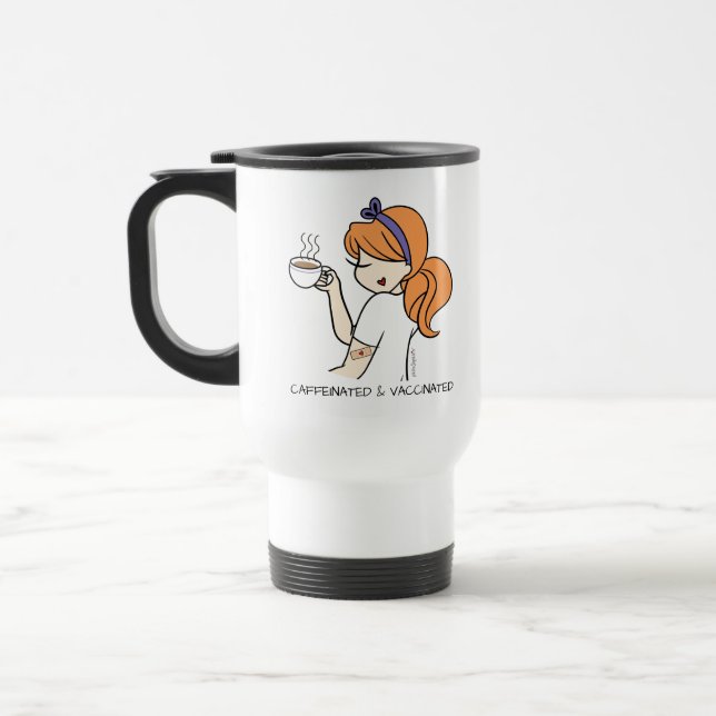 Mug de café caféiné et vacciné personnalisé (Gauche)