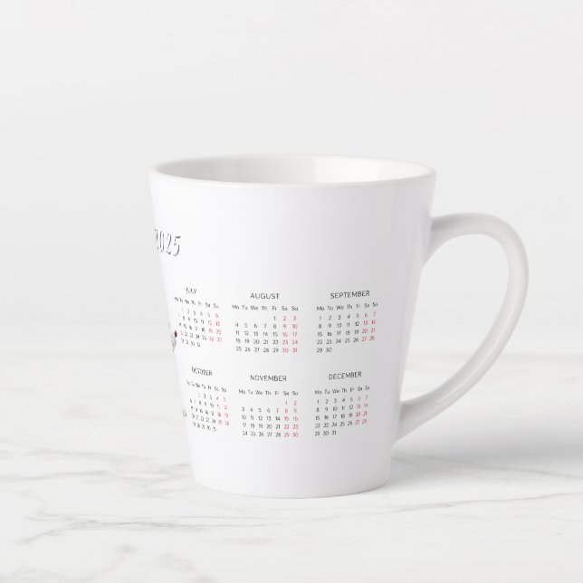Mug de café Calendrier personnalisé 2025 (Droite)
