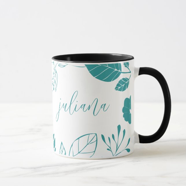 Mug de café : Conception florale de Mug d'encre in (Droite)