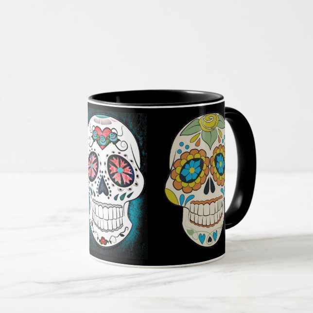Mug de café crâne sucre (Devant droit)