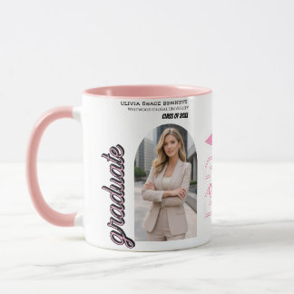 Mug de café de fin d'études Black & Pink 2026 Cade