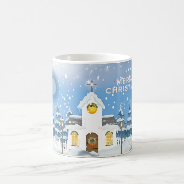Mug De Café De Noël Avec Petite Église Blanche De  (Centre)