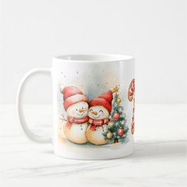 Mug de café d'hiver aux bonshommes de neige mignon