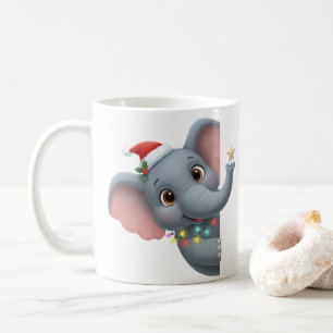 Mug de café éléphant de Noël mignon