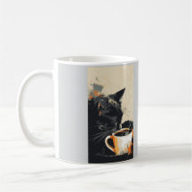 Mug de café en chat noir - cadeau unique pour amou