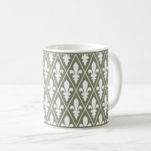 Mug de café en treillis à la fleur de lys verte