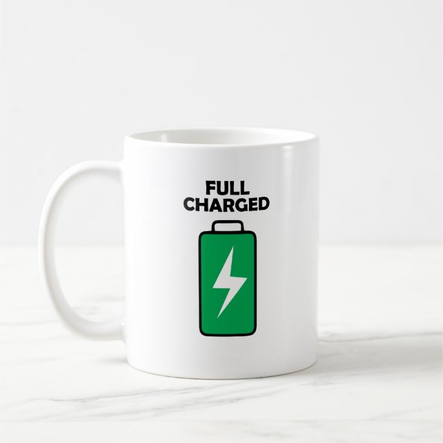 Mug de café entièrement chargé - Un cadeau amusant (Gauche)