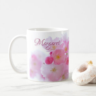 Mug de café floral en fleurs de cerisier rose