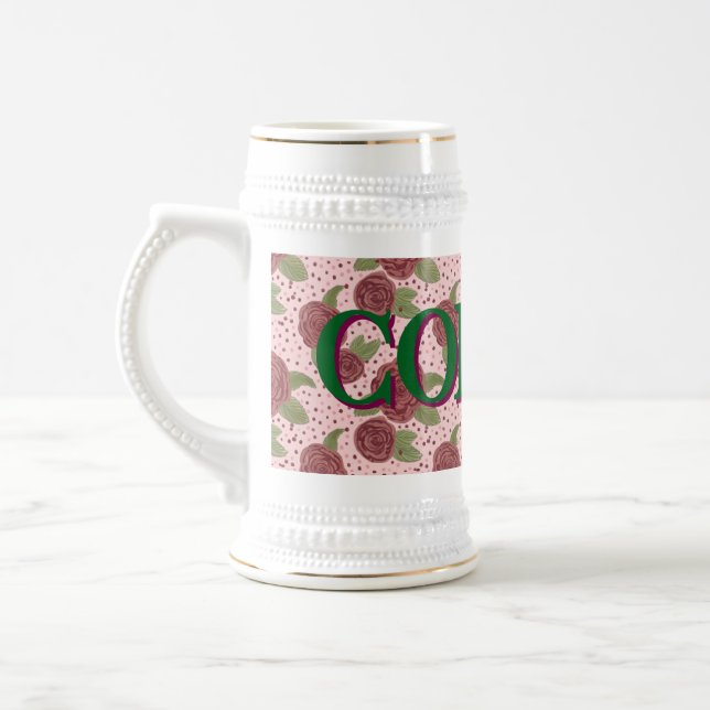 Mug de café floral - Nom personnalisé (Gauche)