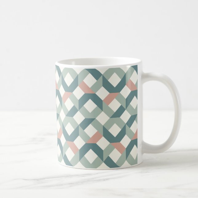 Mug de café géométrique moderne - Turquoise et cor (Droite)