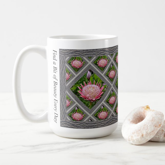 Mug de café inspirant aux protéines roses (Avec donut)