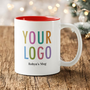 Mug de café intérieur rouge 11oz avec nom et logo 