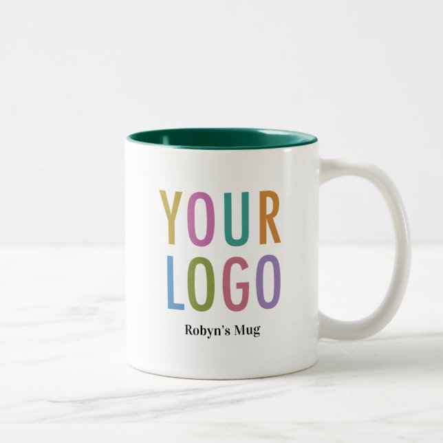 Mug de café intérieur vert 11oz avec nom Logo de l (Droit)