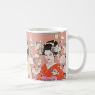 Mug de café japonais Geisha rose