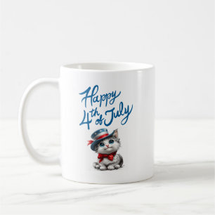 Mug de café Joyeux 4 juillet chat mignon