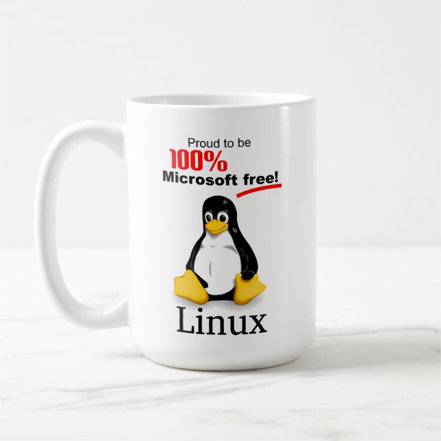 Mug de café Linux (à droite) - Microsoft Free (Gauche)