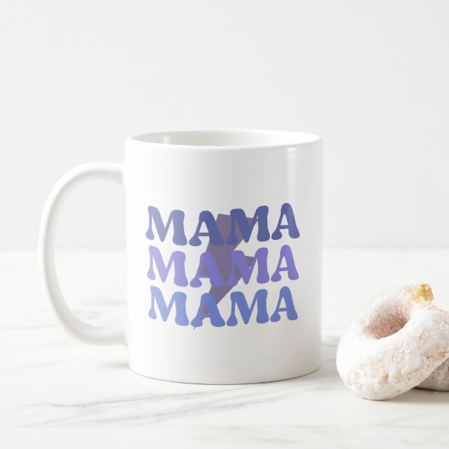 Mug de café Mama Mama bleu et violet (Avec donut)