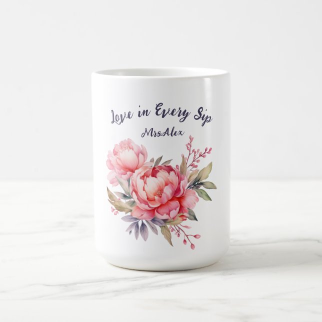 Mug de café Mariage Romantique Blush Peony (Centre)