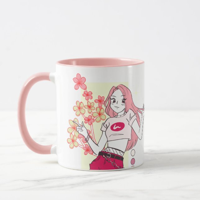 Mug de café moderne fille rose chef (Gauche)