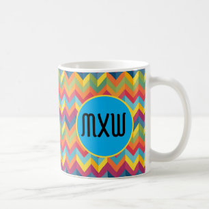 Mug de café Monogram Bold Chevron Motif