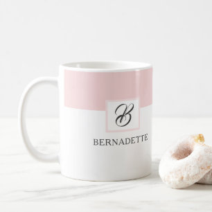 Mug de café monogramme rose Feminine Elegant Bla