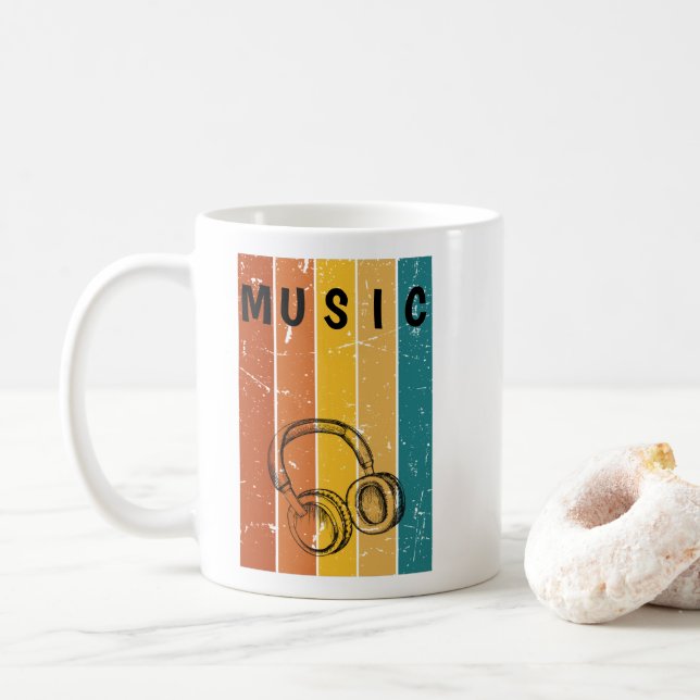 Mug de café musique rétro mignon et propre  (Avec donut)