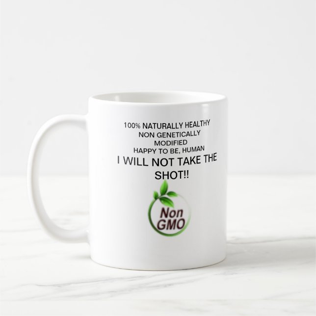 Mug de café non OGM, sain et heureux (Gauche)