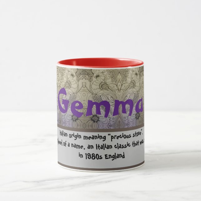 Mug de café - Oiseaux et fleurs (Noms-Gemma) (Centre)