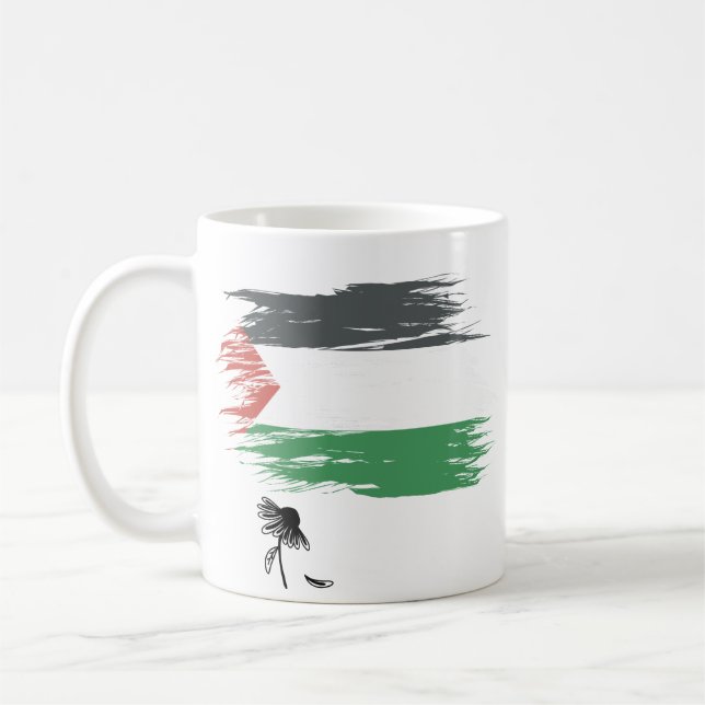 Mug de café palestinien | Drapeau Distressé, Trist (Gauche)