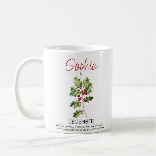 Mug de café personnalisé avec la fleur de naissanc