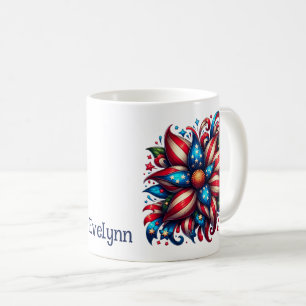 Mug de café personnalisé Fête du 14 juillet floral