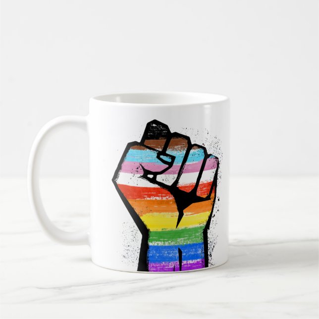 MUG DE CAFE POING FIERTE PROGRES LGBTQ (Gauche)