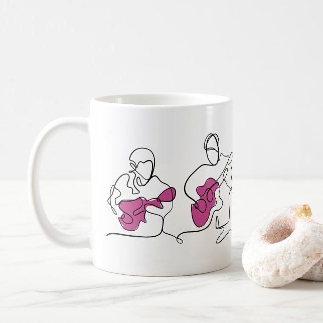 Mug de café pour joueurs de guitare acoustique - A (Avec donut)