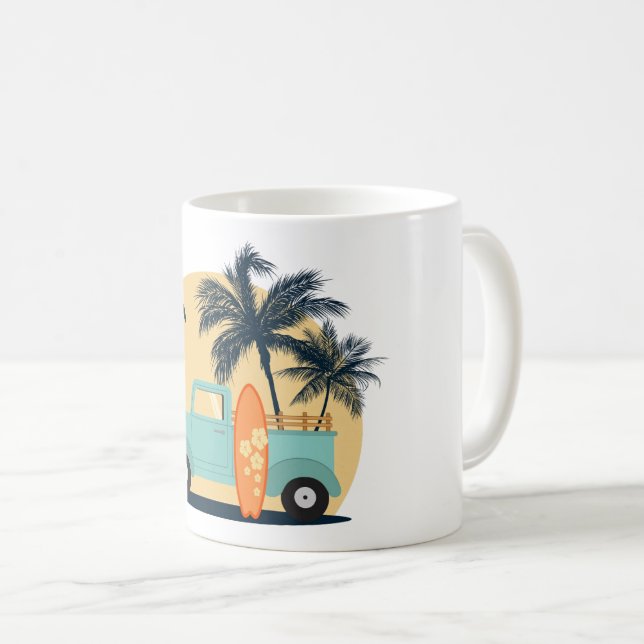 Mug de café rétro surf (Devant droit)